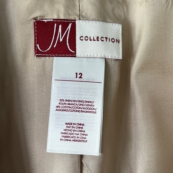 𝅺JM Collection Linen Cotton Blend Blazer Tan - Picture 3 of 7
